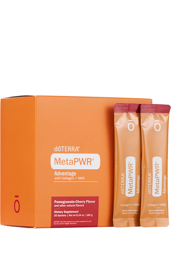 MetaPWR Advantage doTERRA sabor Granada-Cereza — sobre monodosis