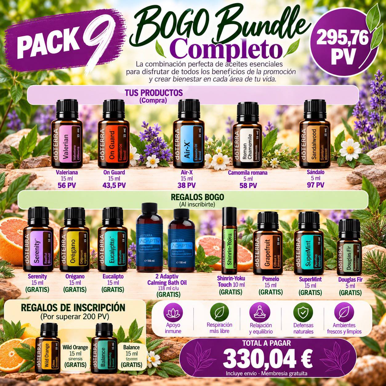 Pack 9 BOGO Bundle Completo doTERRA - todos los BOGOs de octubre 2026 en un solo pedido - 330,04€